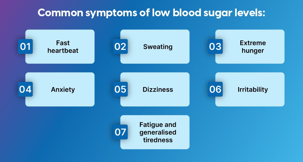 Common symptoms of low blood sugar levels