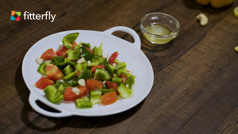 Tomato Capsicum Salad With Olive oil Vinegar Dressing