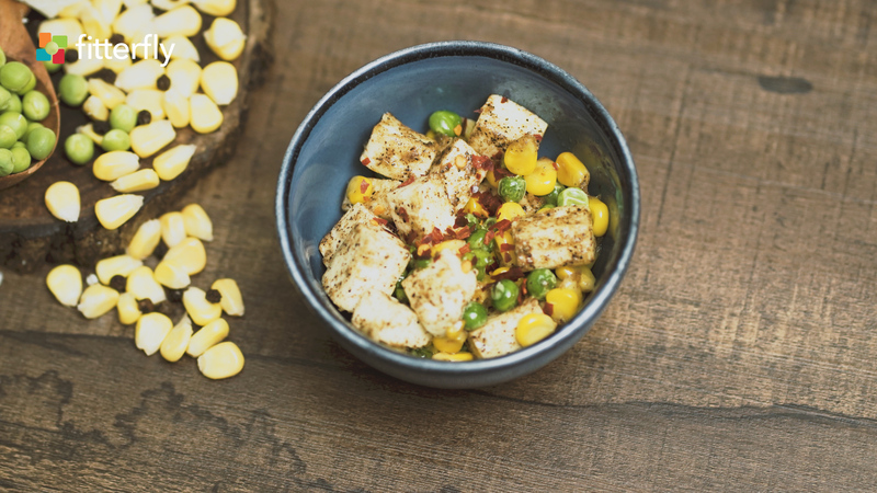 Corn Peas Paneer Salad With Butter