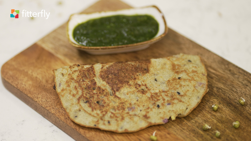 Sprouts Dosa with Mint Chutney