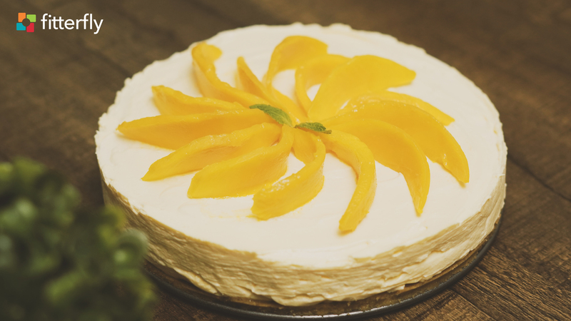 Eggless Mango Cheese Cake